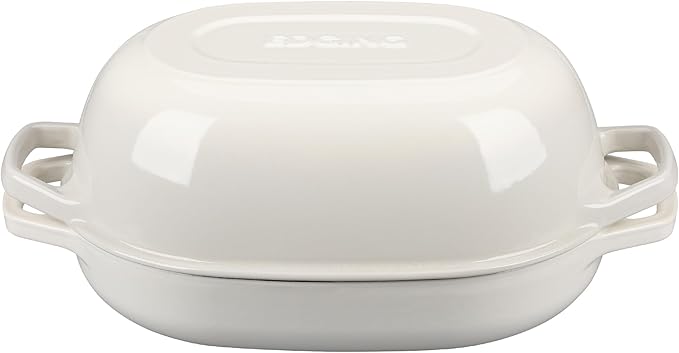 Enameled Cast Iron Oval Dutch Oven Pot with Lid, Dutch Oven for Sourdough Bread Baking, Oval Bread Pan, Bread Oven, Bread Dutch Oven, 7qt, White