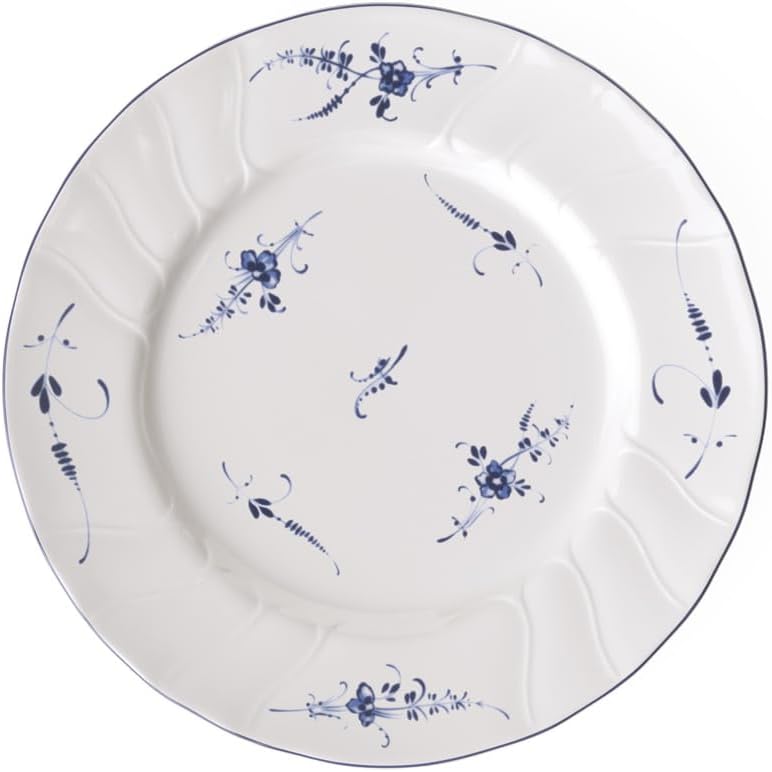 Villeroy & Boch Vieux Luxembourg Dinner Plate, 10.5 in, Premium Porcelain, White/Blue