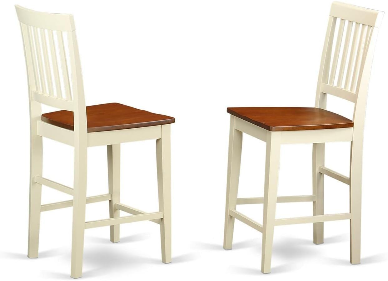 East West Furniture YAVN3-WHI-W 3 Piece Kitchen Counter Set for Small Spaces Contains a Rectangle Dining Table and 2 Dining Room Chairs, 30x48 Inch, Buttermilk & Cherry