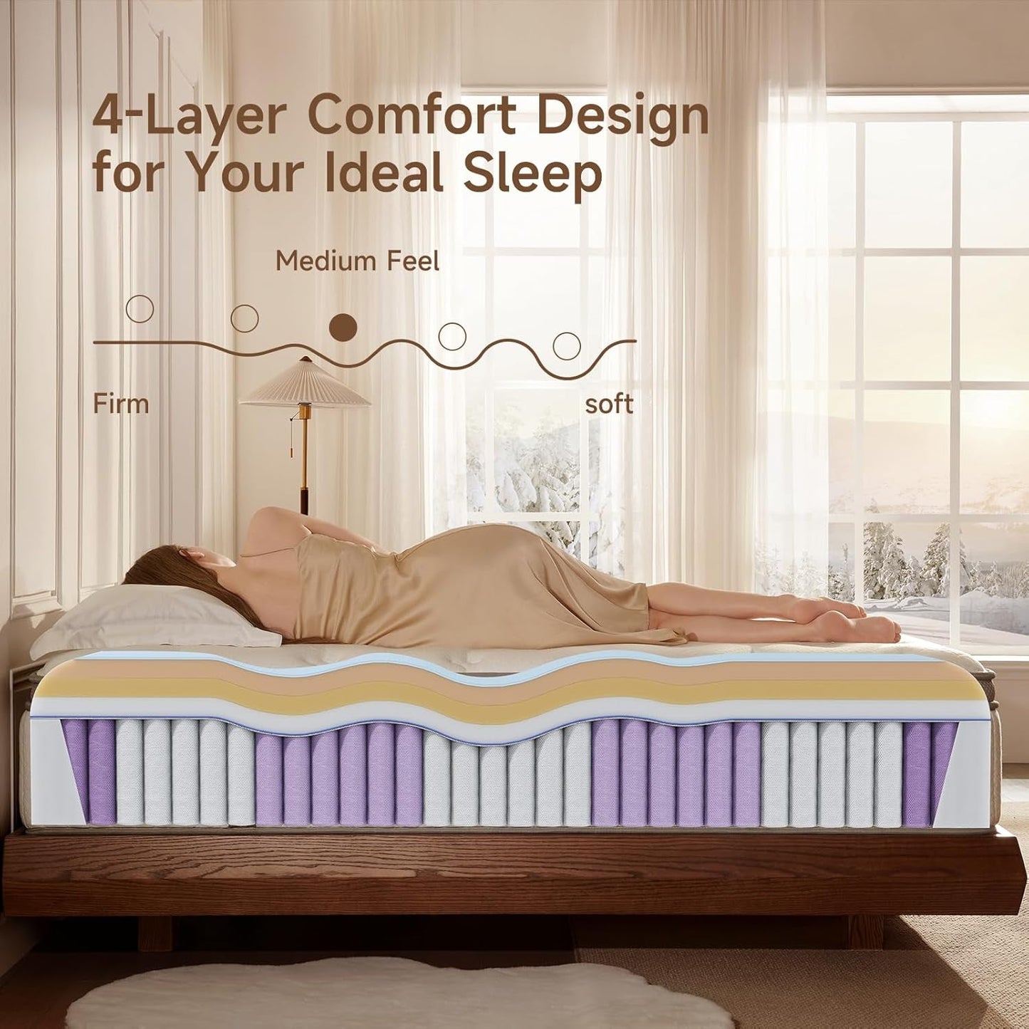 Queen Mattress, 12 Inch Queen Size Cool Memory Foam Mattresses for Pressure Relief, Designed for Queen Bed,Medium Firm Hybrid Mattress in a Box, Certipur-Us Certified