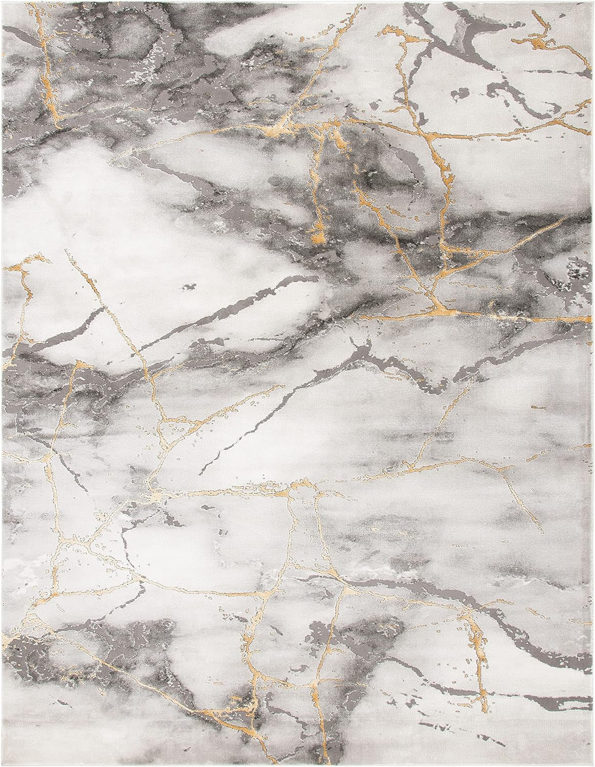 Craft Collection Area Rug - 8' X 10', Grey & Gold, Modern Abstract Design, Non-Shedding & Easy Care, Ideal for High Traffic Areas in Living Room, Bedroom (CFT877F)