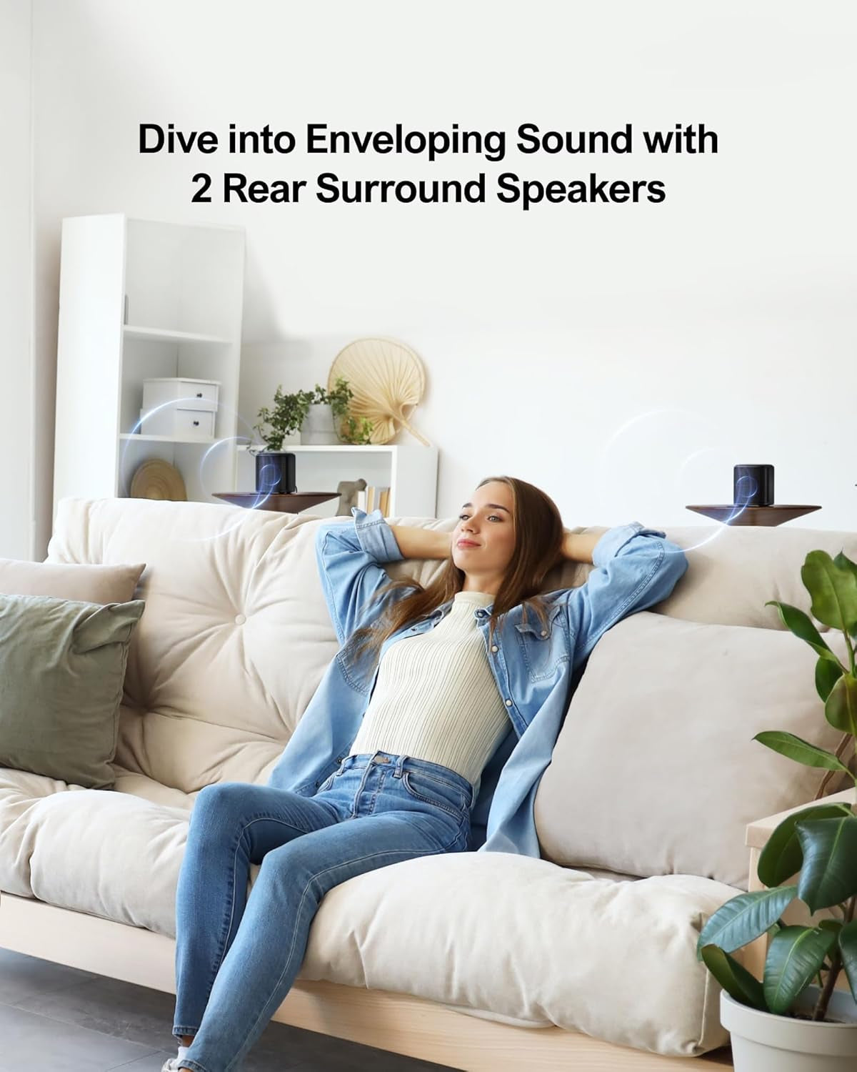 5.1Ch Sound Bar with Dolby Atmos, Surround Sound System for TV, App Control, Home Theater Sound System, TV Soundbar with Subwoofer, 2 Surround Speakers, HDMI Earc/Opt/Aux/Bt, Aura A50 Pro