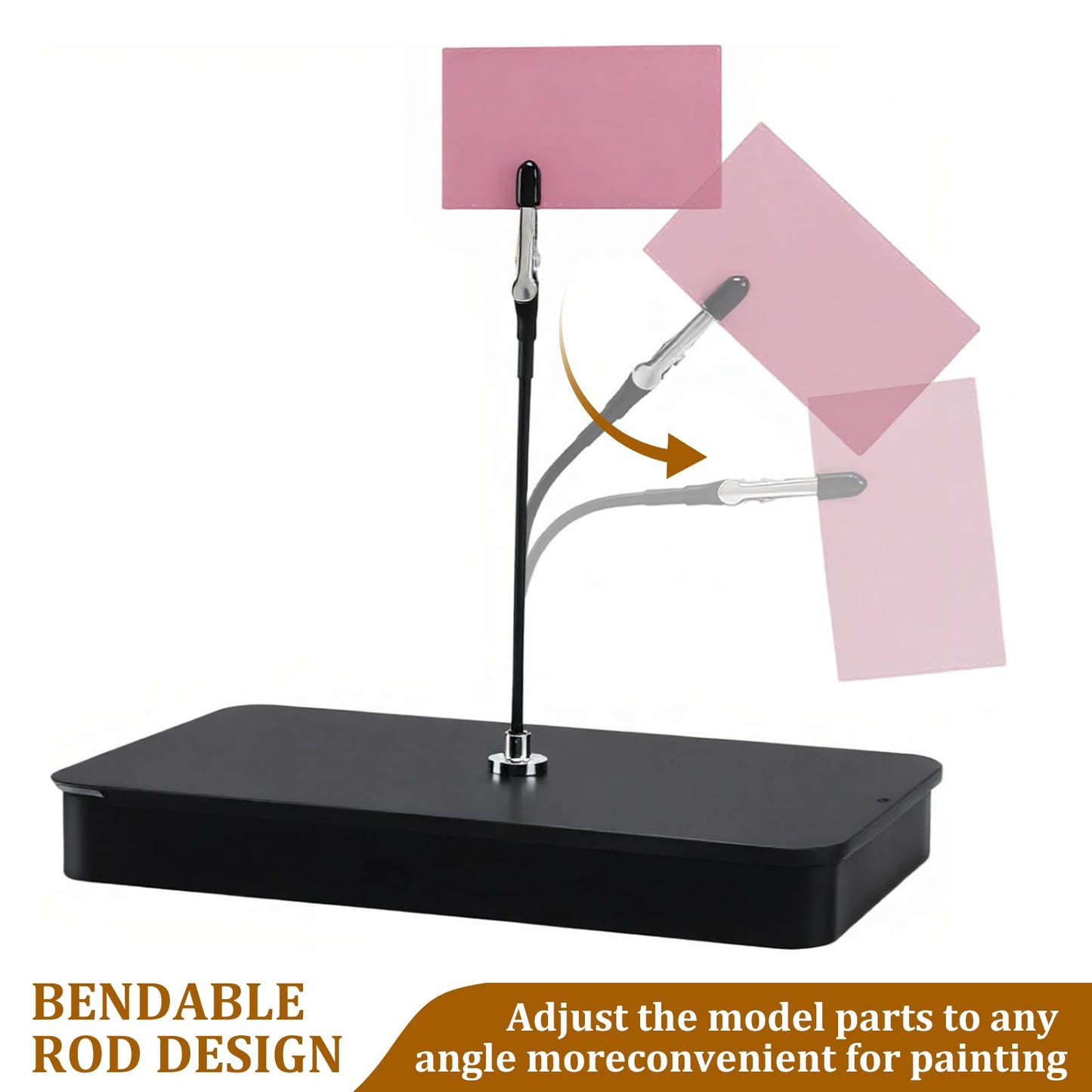 eZAKKA 2pcs Painting Stand Base Holder with 24pcs Bendable Magnetic Alligator Clips Sticks Kit for Gundam Hobby Model Painting Airbrush Model Coloring, Black