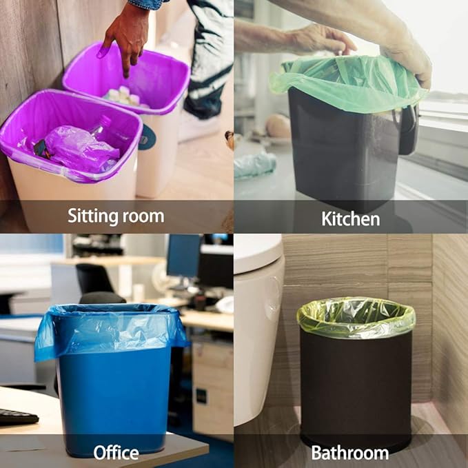 8 Gallon 200 Counts Clear Colorful Trash Bags Kitchen Garbage Bags by Teivio, fit 25-30Liter Bathroom Trash Can Bin Liners, Plastic Bags for home office kitchen，Multicolor