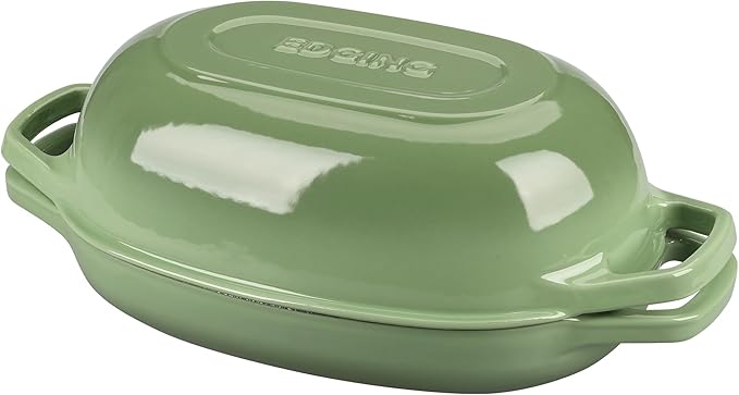Enameled Cast Iron Oval Dutch Oven Pot with Lid, Dutch Oven for Sourdough Bread Baking, Oval Bread Pan, Bread Oven, Bread Dutch Oven, 5qt, Pistachio Green