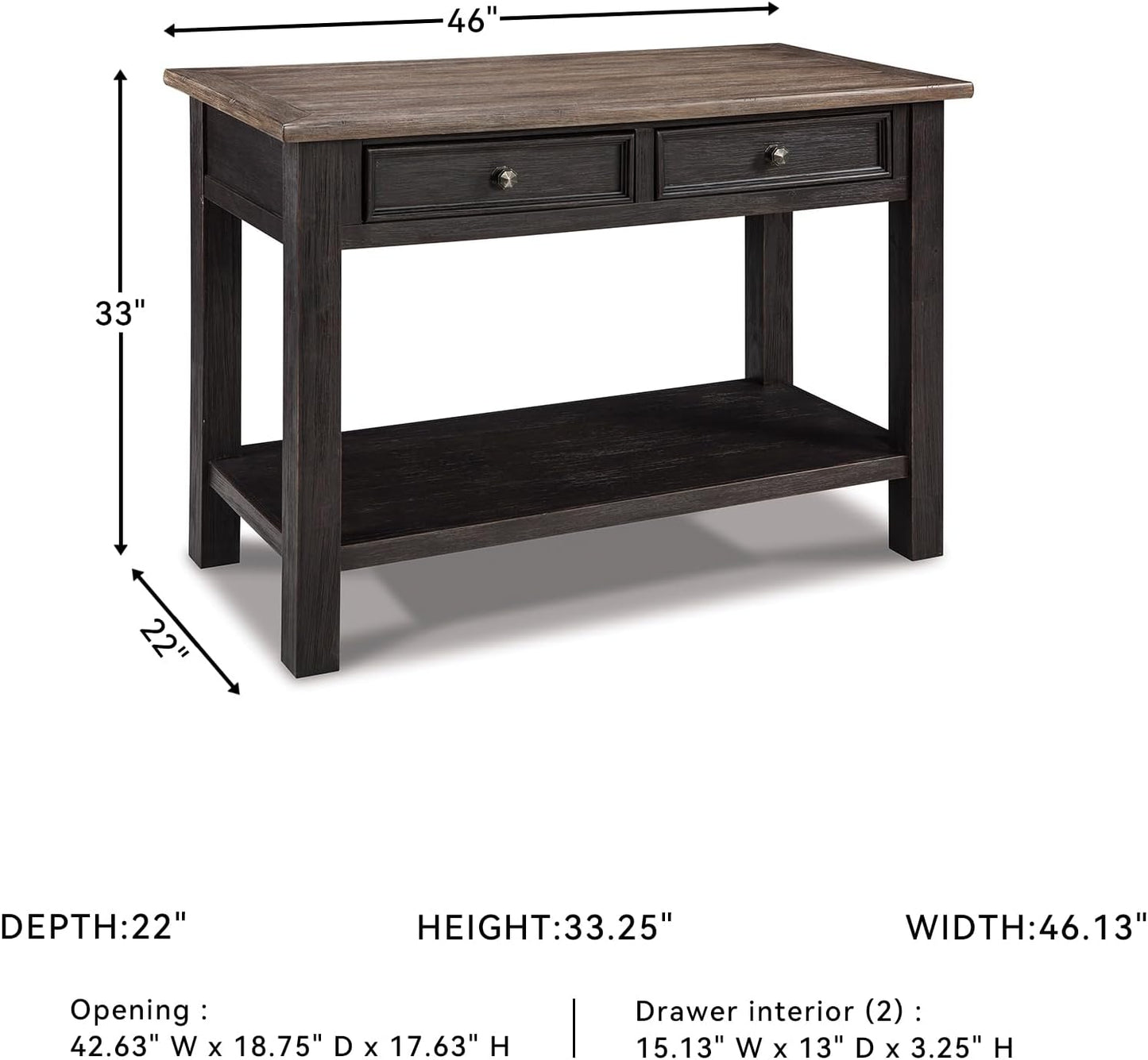 Signature Design by Ashley Tyler Creek Modern Farmhouse Sofa Table, Brown & Black