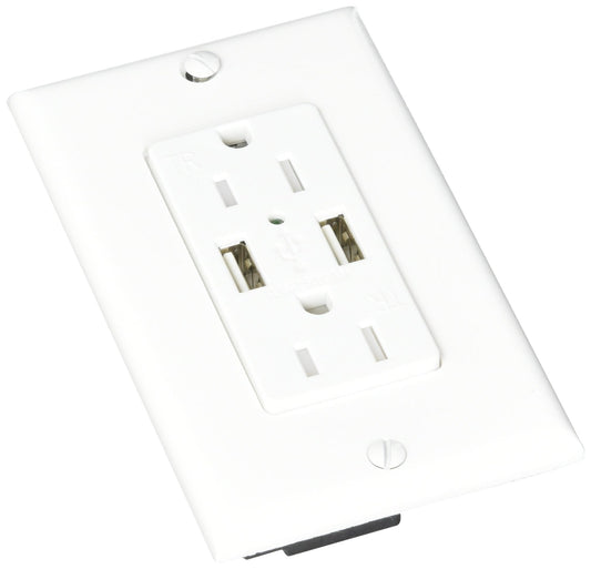 Diamond Group 61070Usb White Dual Usb Charger With Duplex Receptacle