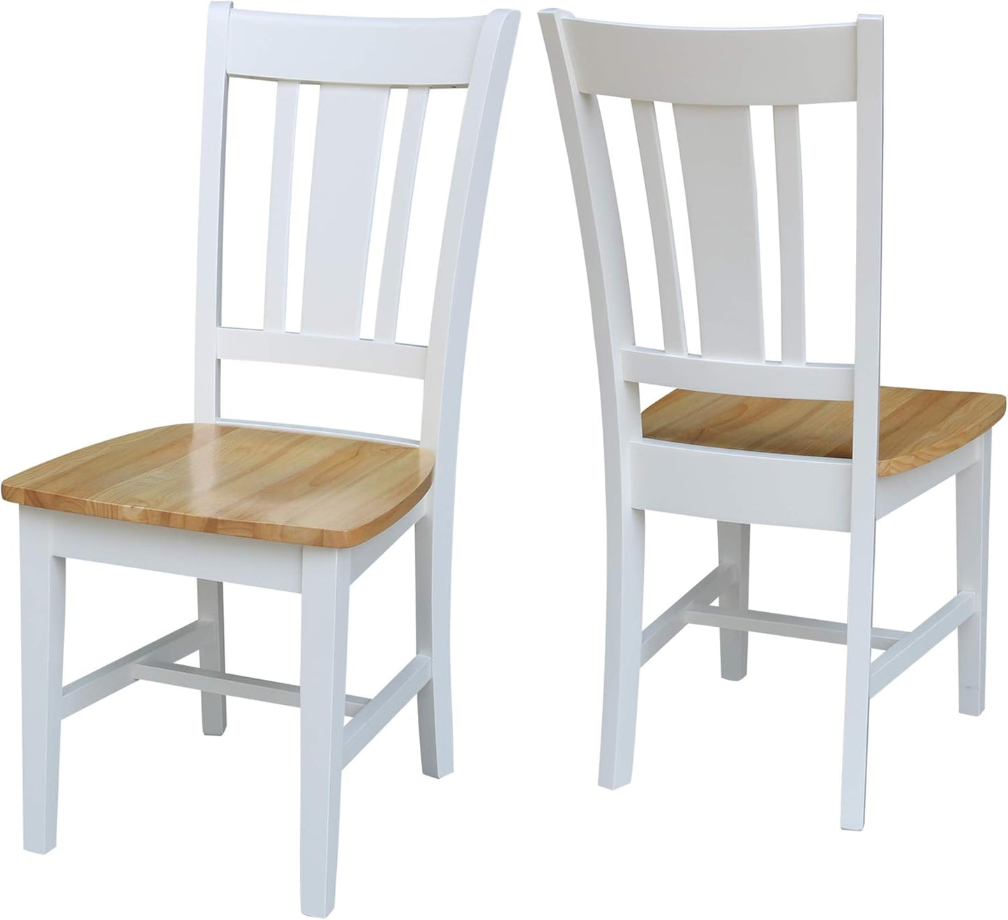 International Concepts San Remo SplatBack Dining Chairs Set of 2 White/Natural Parawood Construction - Solid Wood|17.3" W x 21.9" D x 38.2" H | 225 lb Weight Capacity - Chairs, White/Natural