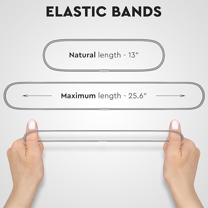 Trash Can Rubber Bands Set of 6 - Elastic Garbage Can Bands with Metal Connector, Fits 13 to 33 Gallon Trash Bags - Gripper Trash Can Bands for Waste Baskets, Grey