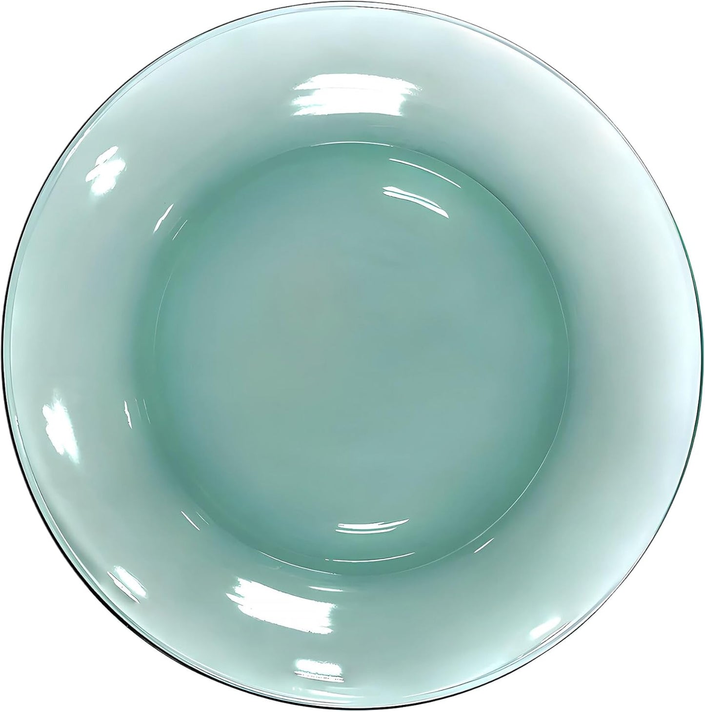 STP GOODS Glass Soup and Salad Bowl with Handles, Cobalt Transparent Glass Eating Plates, Circular Dinnerware for Salad, Bread, Dinner (Green Set of 4)