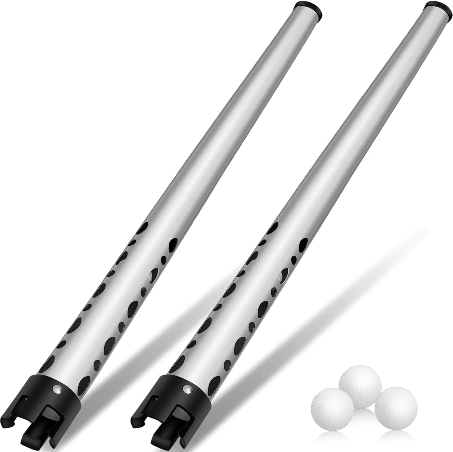 Deekin 2 Pieces Golf Ball Retriever Aluminum Alloy Picker Upper Tube 38.58 Inch Golf Ball Collector Silver Shagger Grabber Sport Tool Device for Men Women, Can Hold 23 Balls