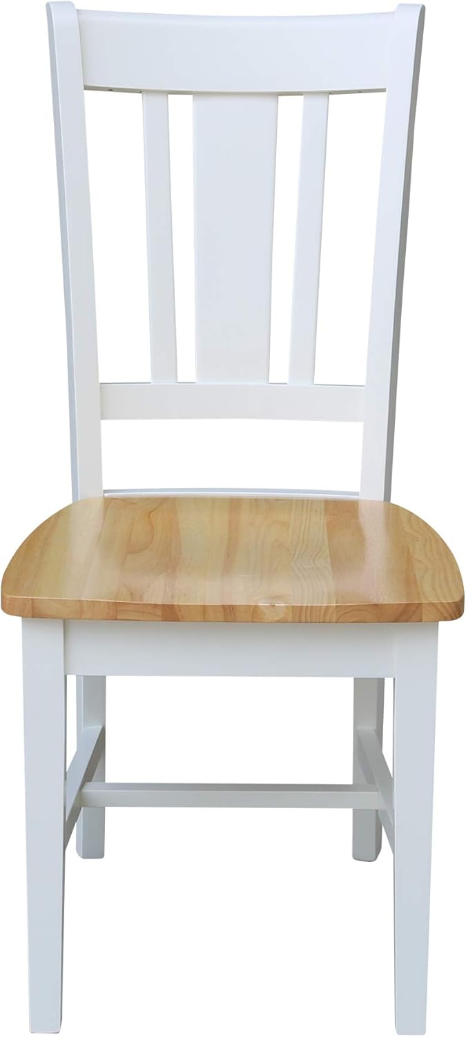International Concepts San Remo SplatBack Dining Chairs Set of 2 White/Natural Parawood Construction - Solid Wood|17.3" W x 21.9" D x 38.2" H | 225 lb Weight Capacity - Chairs, White/Natural