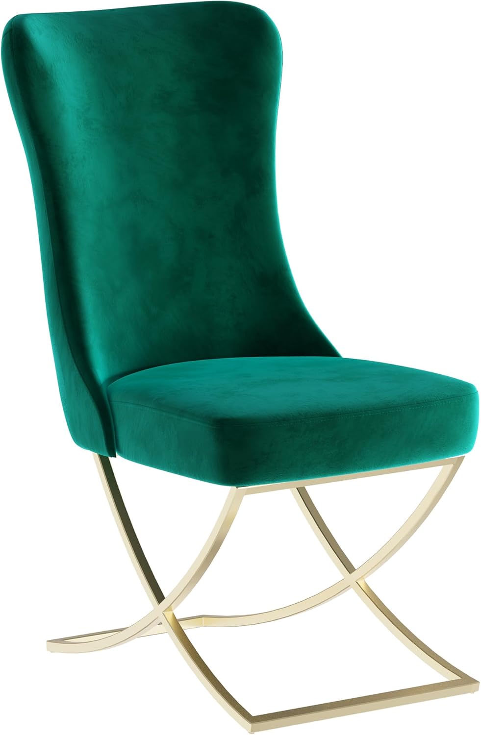 Ottomanson Royal Dining Chairs Set of 4 – Upholstered Tufted Microfiber, Assembled, Gold Metal Legs, Beech Wood Frame, 350 lb Capacity, Green