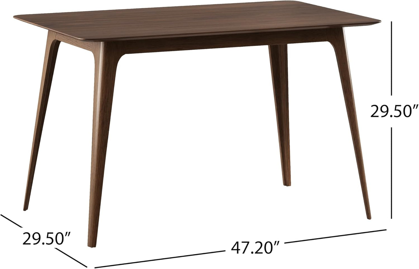 Dining Table Set for 4, Solid Rubberwood Upholstered Chairs, Mid-Century Modern Kitchen Furniture for Home, Dining/Living Room, Walnut+Gray