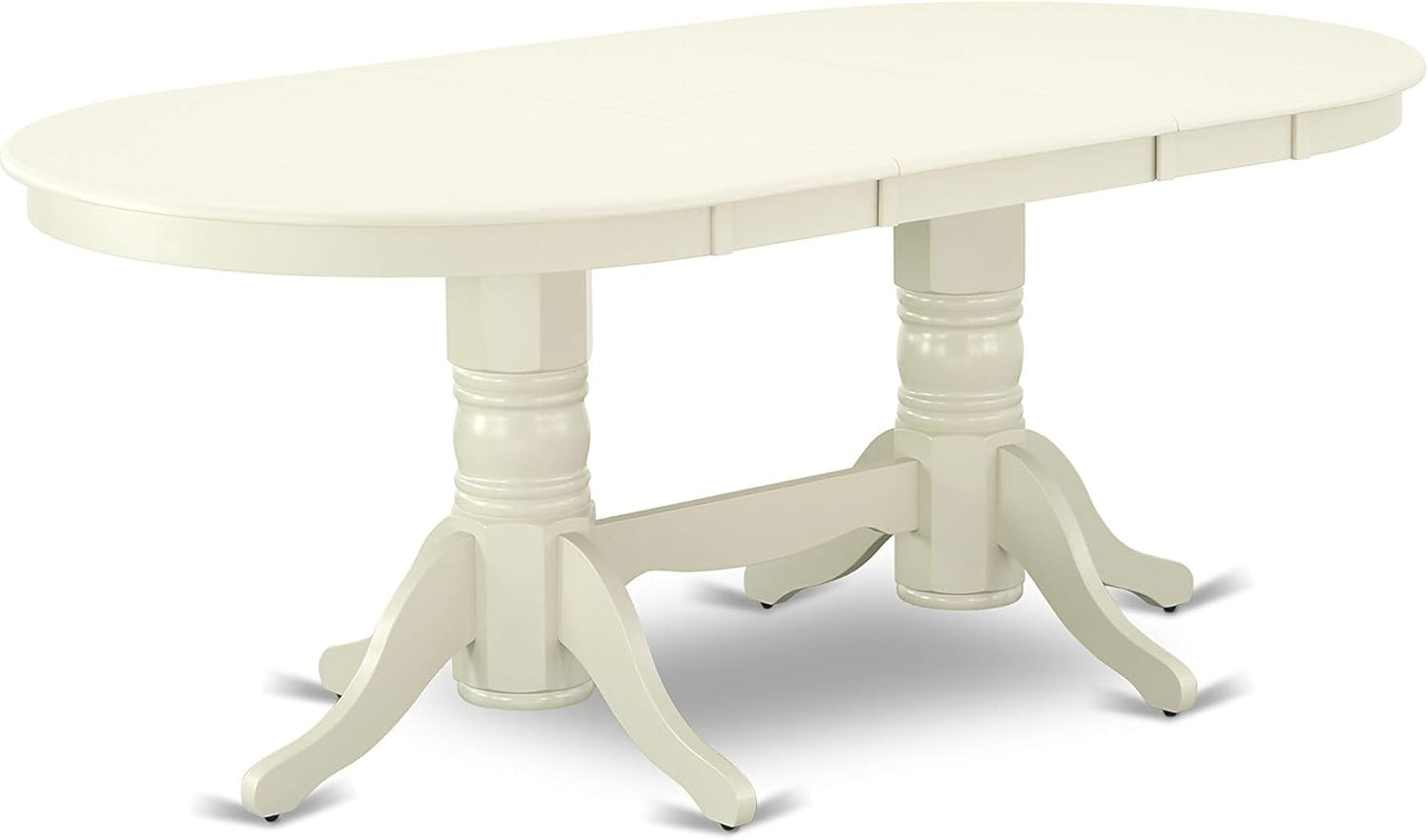 East West Furniture VAAD5-LWH-LC 5 Piece Dining Room Furniture Set Includes an Oval Kitchen Table with Butterfly Leaf and 4 Faux Leather Upholstered Dining Chairs, 40x76 Inch, Linen White