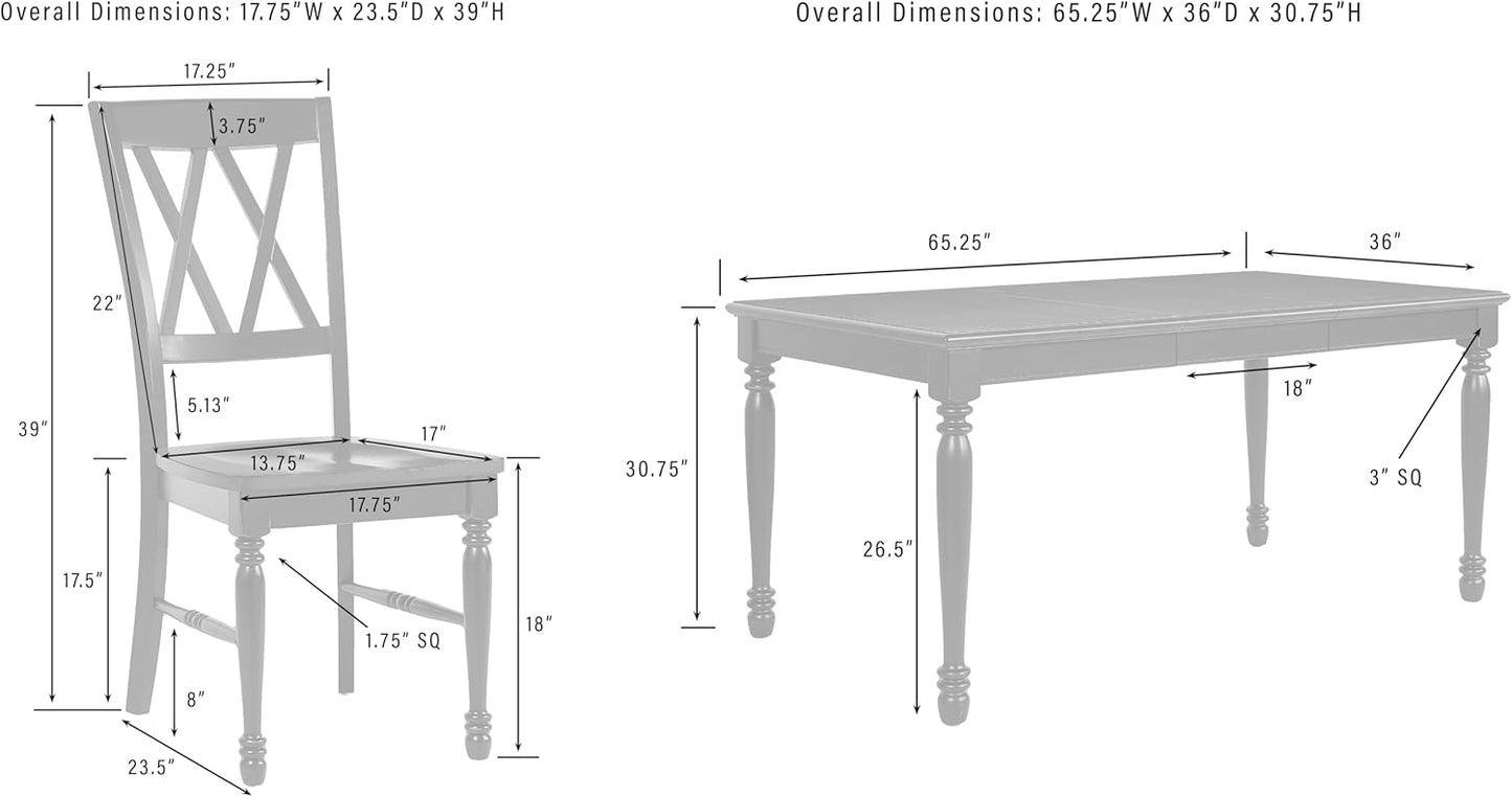 Crosley Furniture Shelby 7-Piece Traditional Dining Table Set for 6, Dinner Tables with Kitchen Chairs, Navy/Dark Cherry