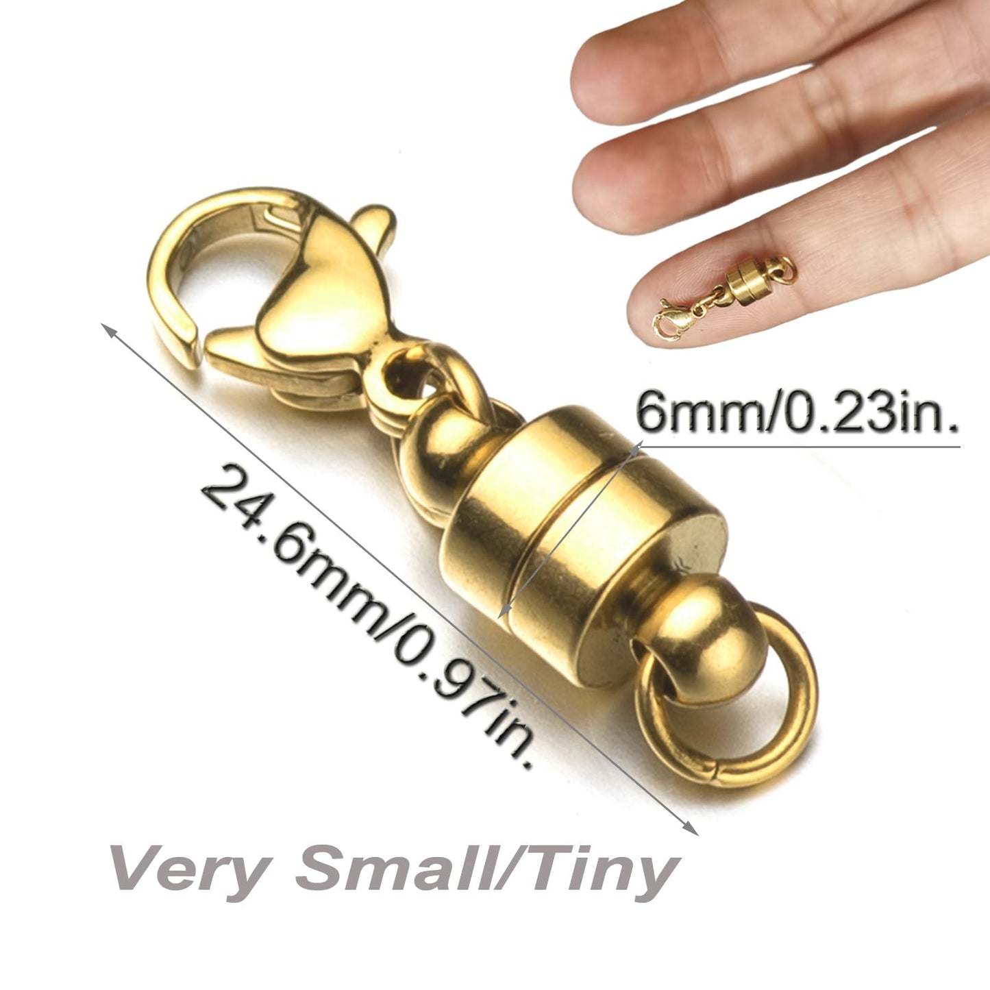 Mizeer Stainless Steel Magnetic Necklace Clasps and Closures, Magnetic Clasp Converter for Jewelry Making Supplies, Chain Extender Connector for Bracelet (4pcs Gold)