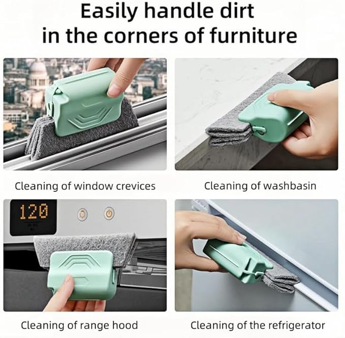 Magic Window Track Cleaner, 2024 New Window Groove Cleaning Brush Tools Set, Creative Cleaner Brushes Tools for Window lides Gaps, Sliding Door Track, Tile Lines Shutter Car Vents (Grey+Pink)