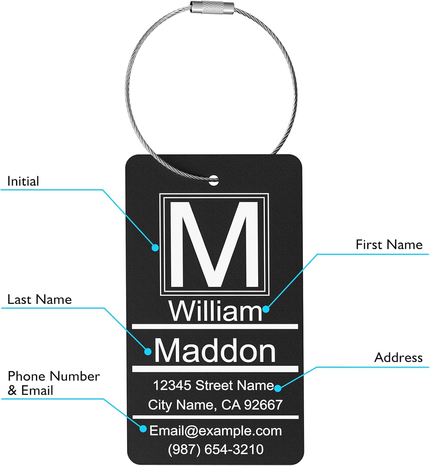 Luggage Tags for Suitcase - Personalized Engraved Metal Tag for Cruise Travel Purple - Custom Name Tags Suitable for Bags and Backpacks