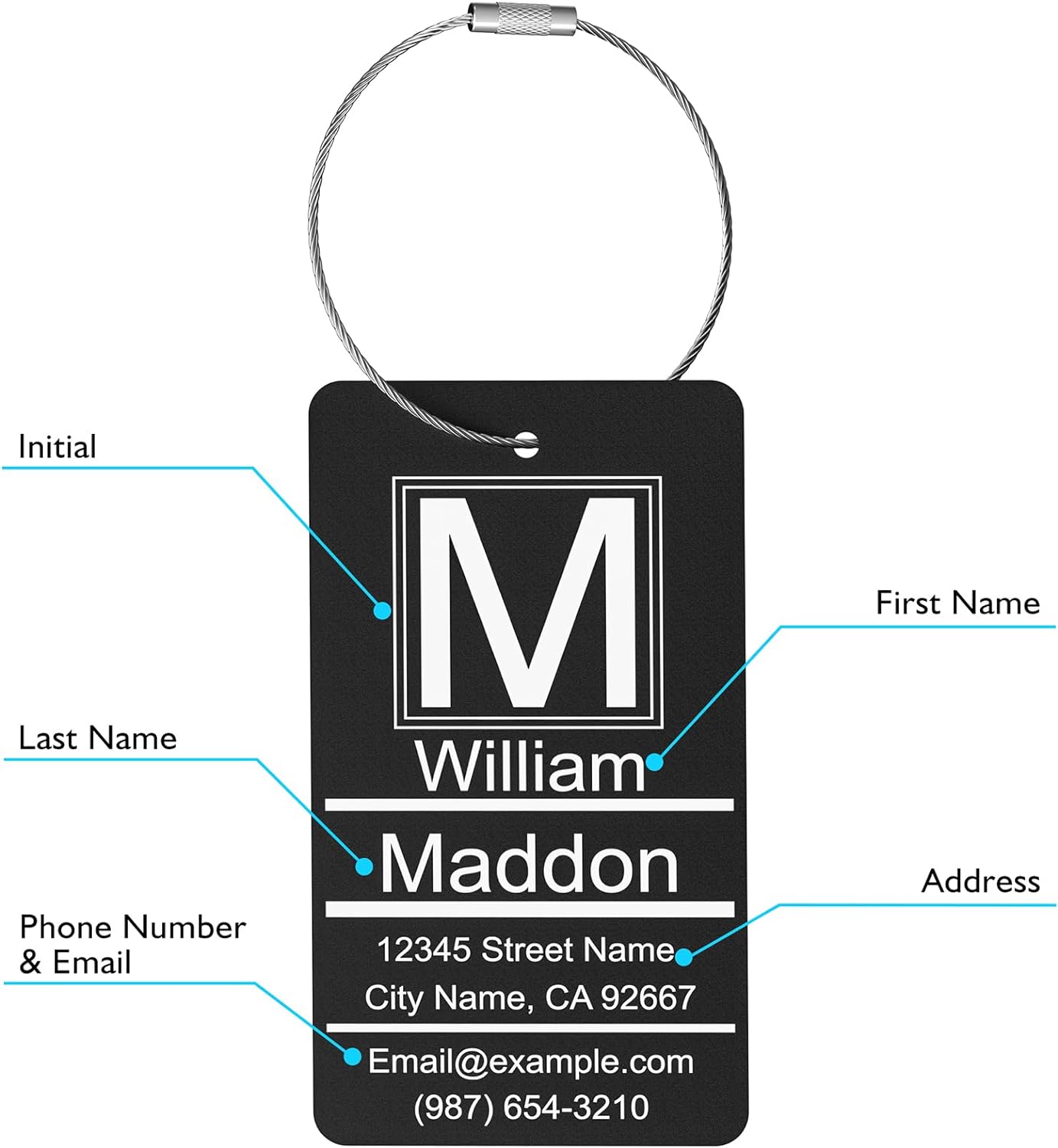 Luggage Tags for Suitcase - Pink Personalized Engraved Metal Tag for Cruise Travel - Custom Name Tags Suitable for Bags and Backpacks