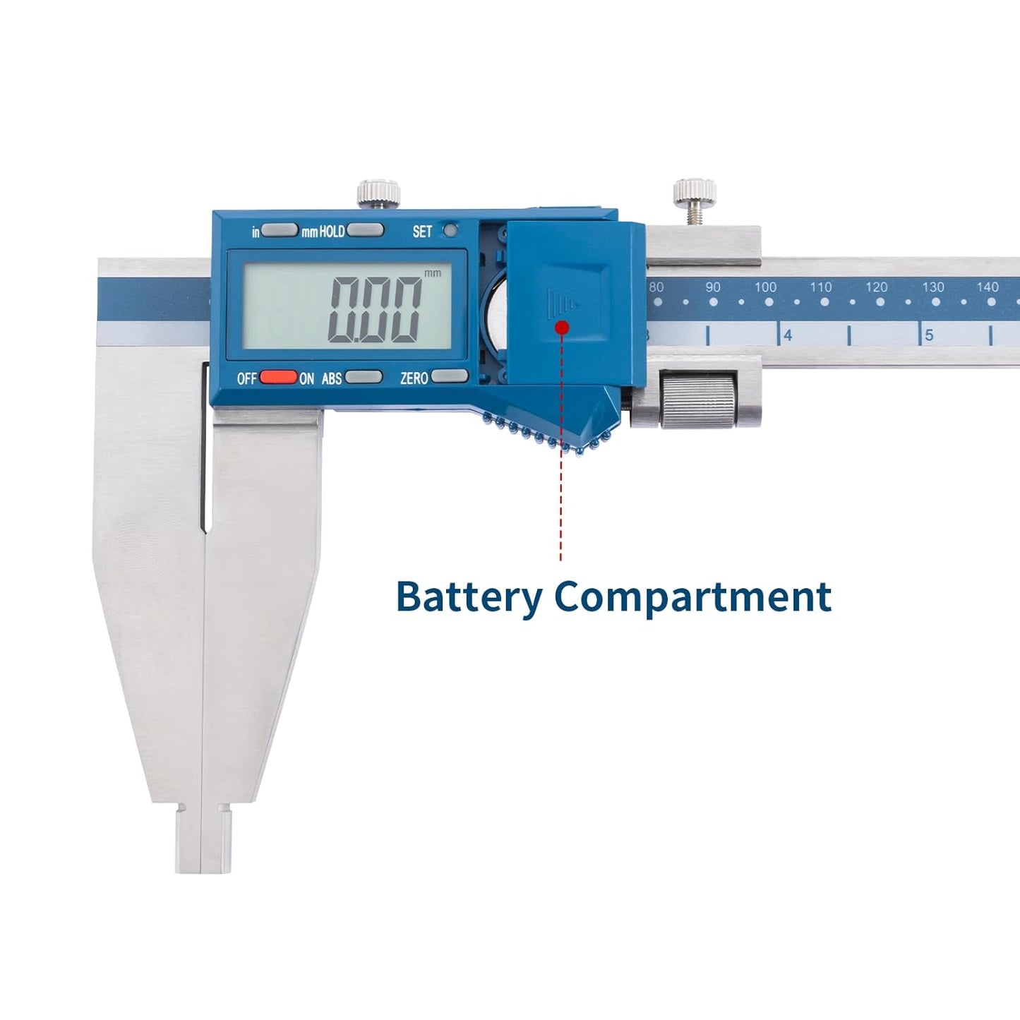 Dasqua 0-12"/300mm Heavy Duty Long Jaw Absolute Origin Digital Caliper, IP54 Stainless Steel Electronic Measuring Tool, in/mm Conversion, Accurary ±0.002"/0.04mm, Resolution 0.0005"/0.01mm