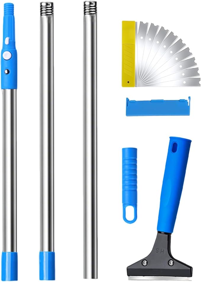 Wall Scraper, Multi-Purpose Design, 1set, Adjustable Squeegee Tool, Grout Cleaning Scraper, Easy Assembly, for Flooring Tile Grout Garage Garden Drywall