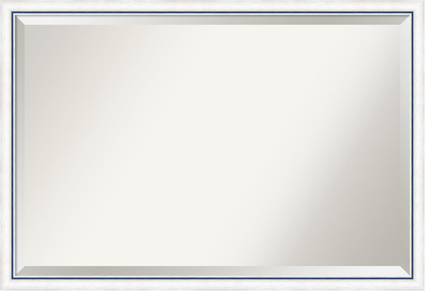 Amanti Art White Bathroom Mirror for Over Sink, 26x38 Morgan White Blue Rectangle Vanity Mirror, Large Modern Contemporary Wood Frame, Hangs Horizonally and Vertically, Bathroom Wall Decor, Beveled