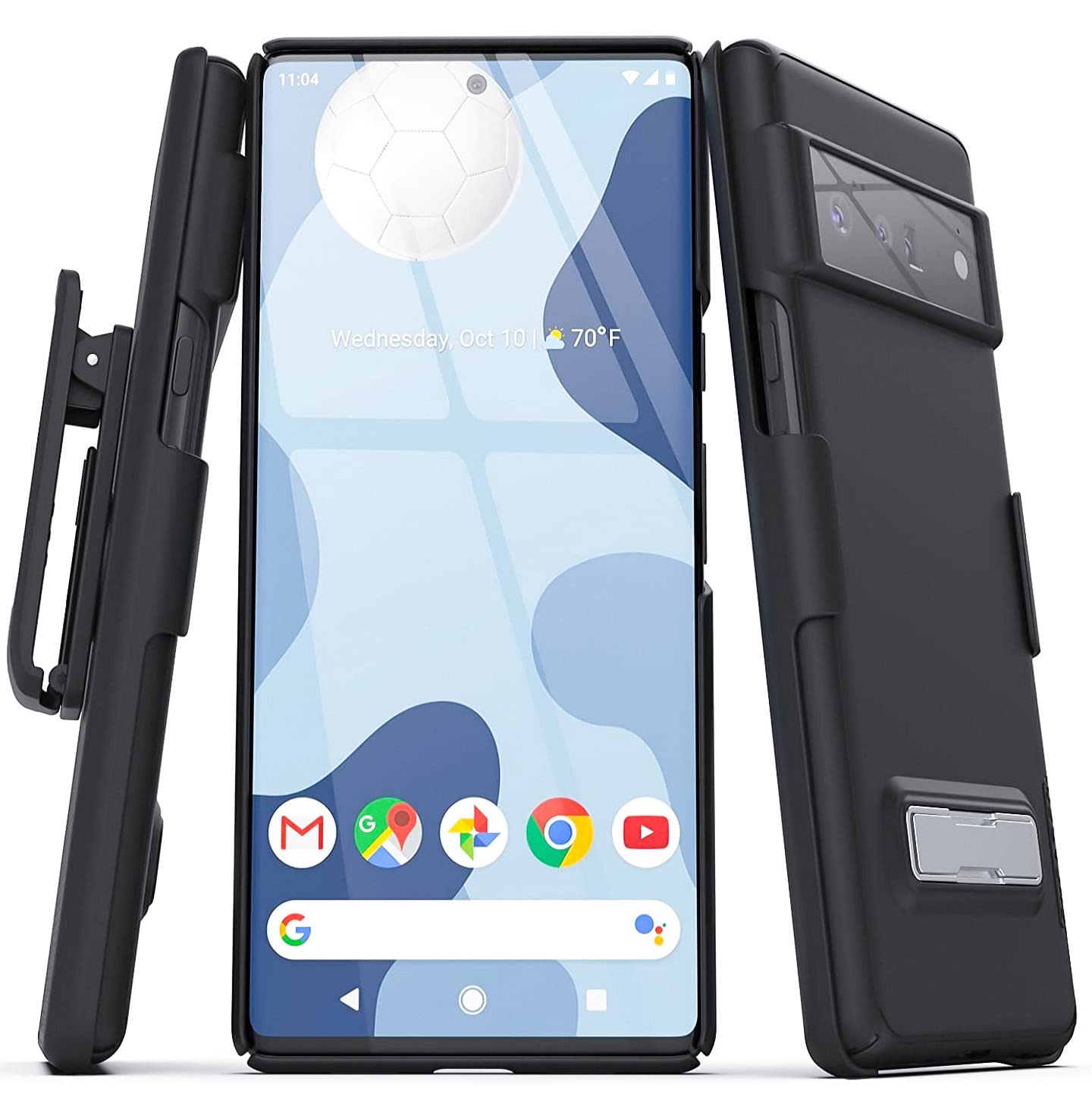 Encased Slimline Designed For Google Pixel 6 Pro Belt Clip Case With Kickstand (2021) Ultra Thin Case With Holster (Black)