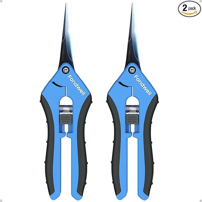 Fondwell 6.5" Pruning Shears Garden Trimmer: 2 Pack of Mini Garden Scissors for Pruning Small Plants, Trim Buds, Pick Fruits, and More