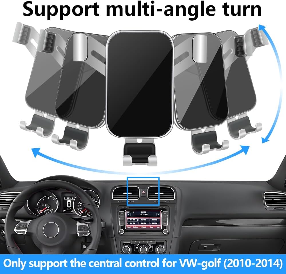 Car Phone Holder for Volkswagen Golf 2010 2011 2012 2013 2014 and VW Golf GTI 2010-2014 Auto Interior Accessories Best Cell Phones Mount Cellphone Mobile Cradle Charging Navigation Screen Stand