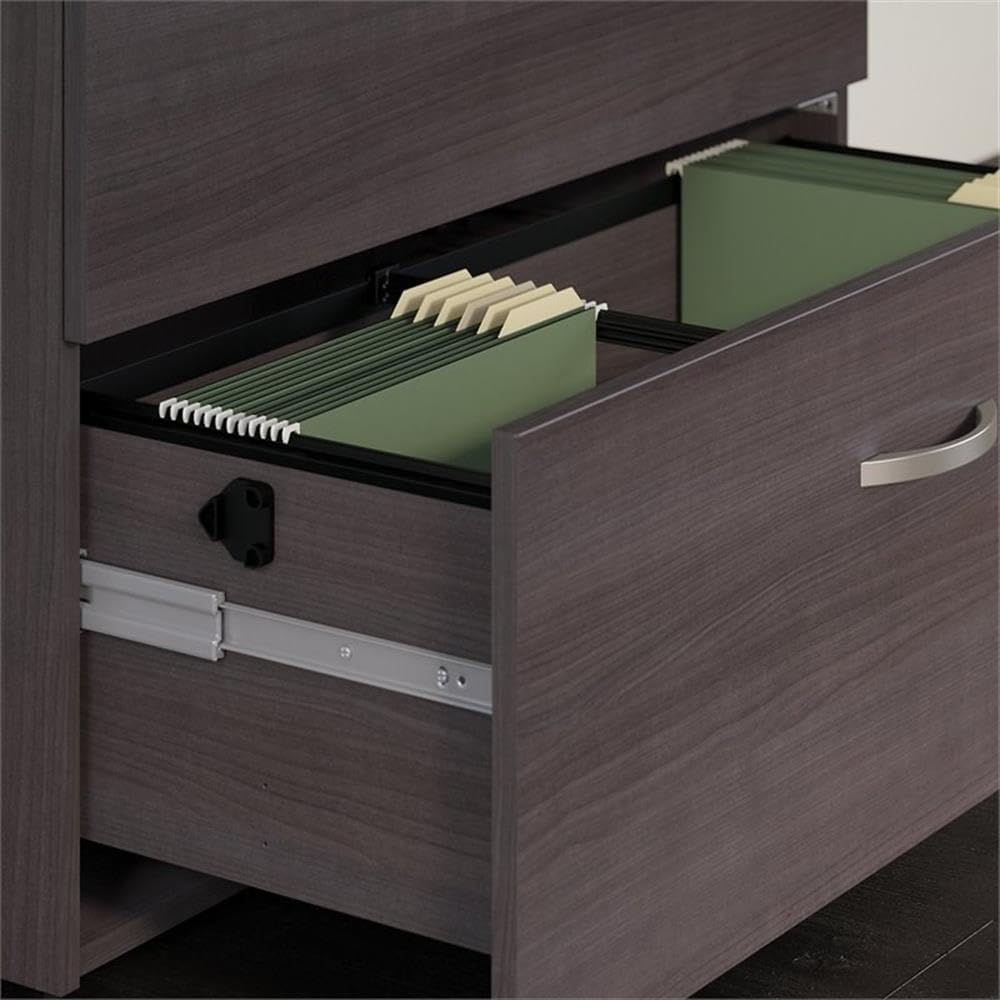 Bush Business Furniture Studio C 2 Drawer Lateral File Cabinet in Storm Gray - Assembled, Locking Document Storage for Home or Professional Office