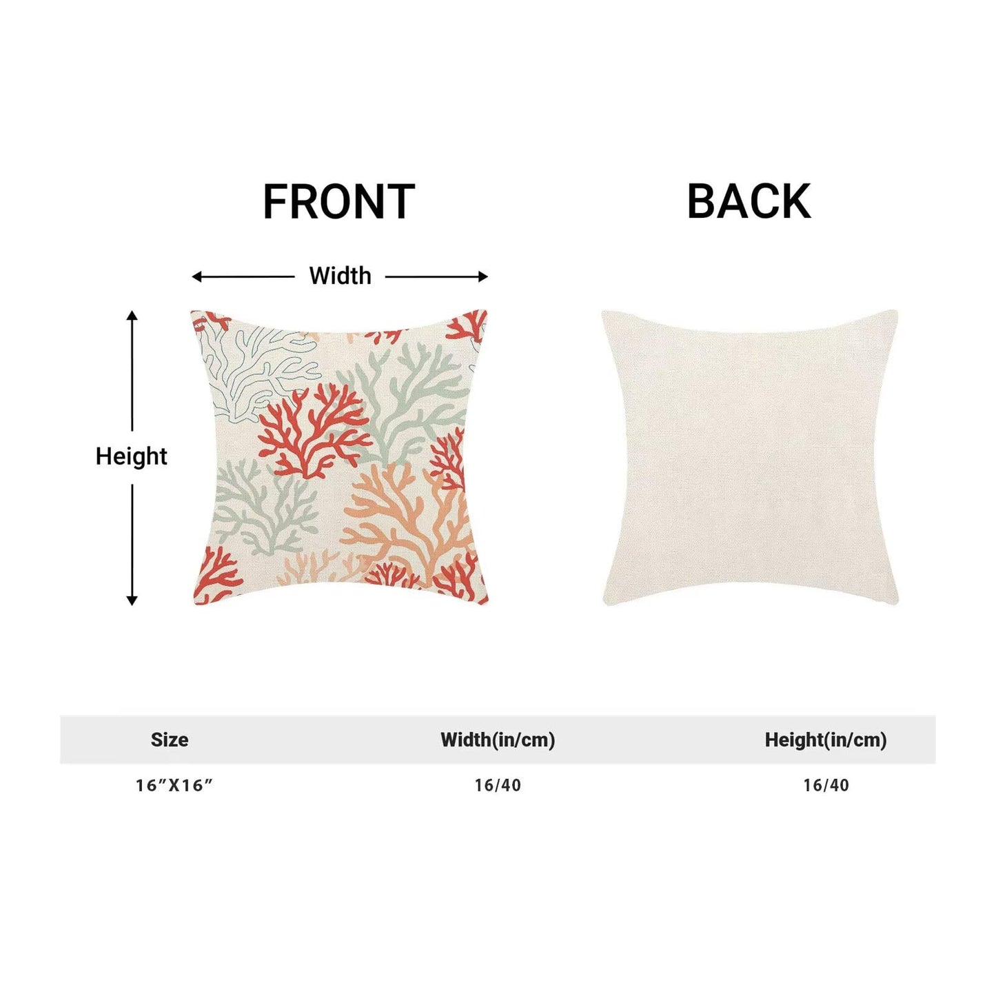 Coastal Ocean Pillow Covers 16x16 Inch Set of 2, Summer Sea Coral Teal Outdoor Decorative Nautical Beach Throw Pillows Summer Coastal Couch Cushion Case for Chair Sofa Bedroom Living Room Decor
