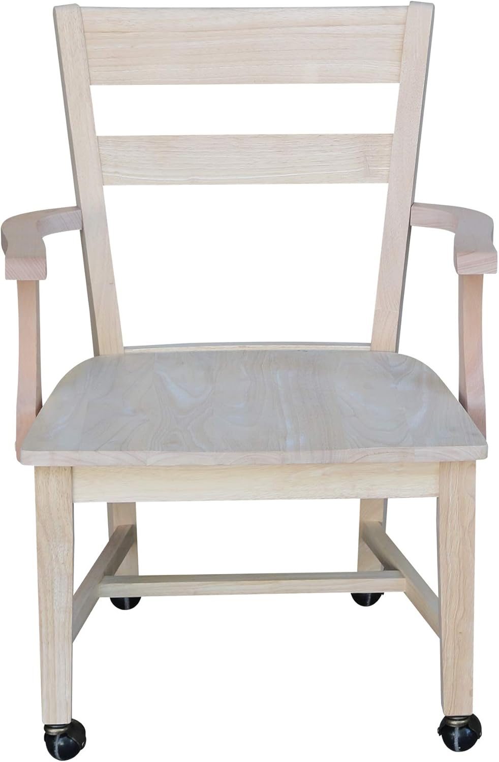 IC International Concepts Dining Chair with Casters, 225lbs wt Capacity, Solid Real Wood, Sturdy Parawood, 24.4"W x 22"D x 35"H, DIY, Paint/Stain Ready, Unfinished