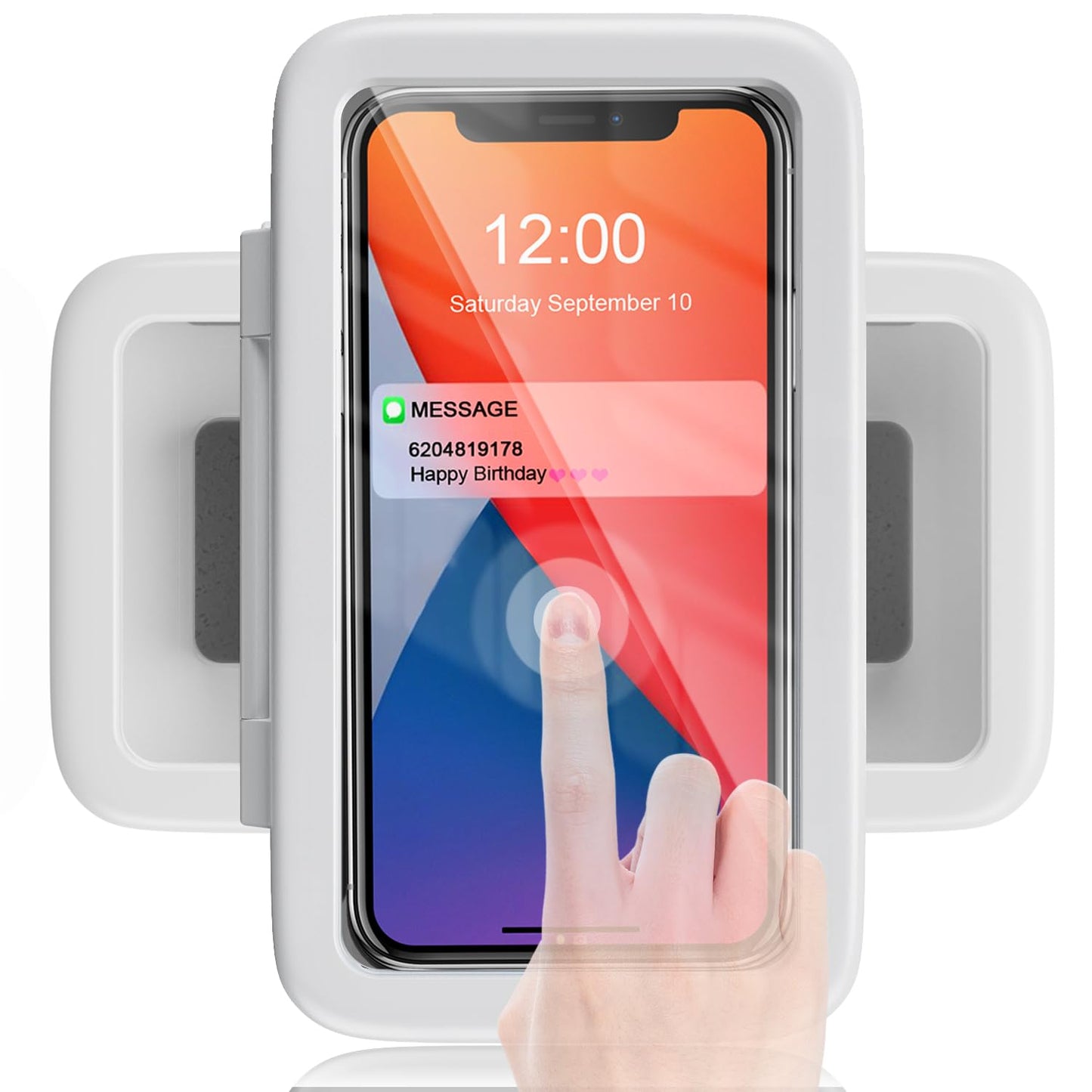 Lc-Dolida Shower Phone Holder Waterproof, 480 Rotatable Adjustable Bathroom Wall Phone Mount Stand, Anti-Fog High Sensitivity Ip
