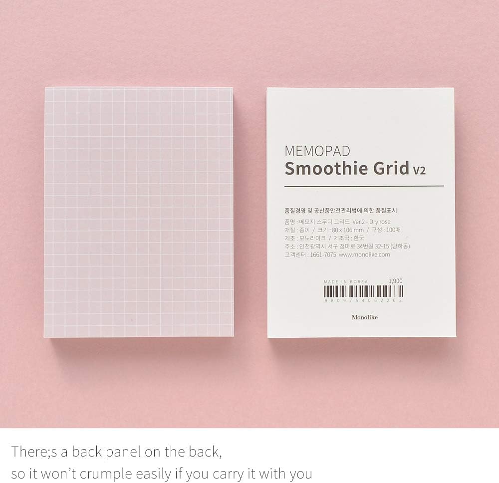 Monolike Memopad Smoothie Ver.2 design SET - 4 Packs, 4 Different Designs, 100 Sheets Per Pad, Total 400 Sheets, Note pads, Writing pads