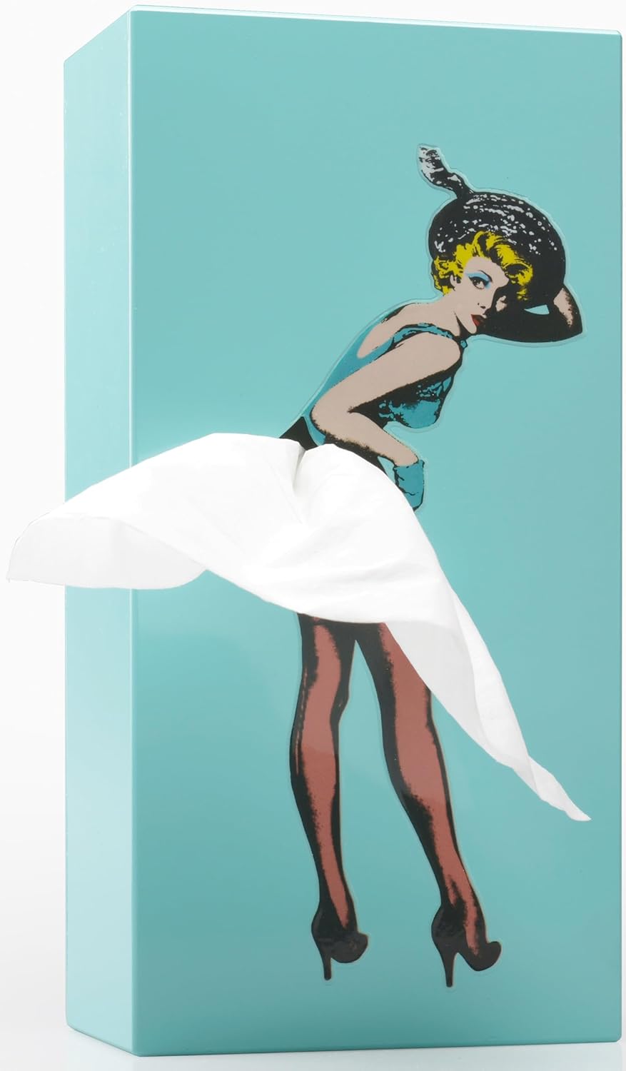 Flying Skirt® Tissue Box - The Original Award-Winning Lady Skirt Design, Resin Pop Art, Weighted Metal Base, Made in Korea, Premium Gifts & Novelty Home Decor by Spextrum (Mint)