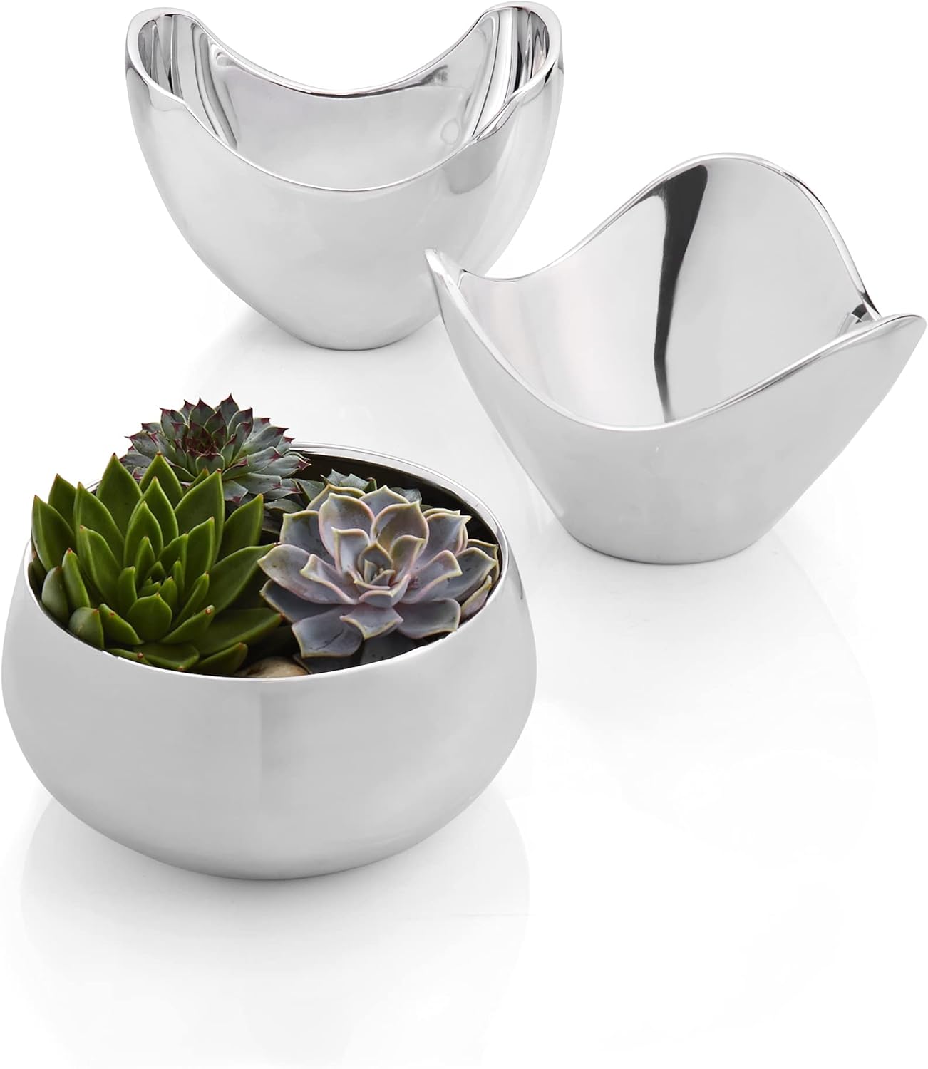 nambe Serve ware Collection Wave Bowl, Silver Serving Bowls, Large Salad Bowls for Kitchen, Entertaining, Side Dishes, Pasta, Dinner Parties, Kitchen Decor, Oven Safe, Easy Clean (9”)