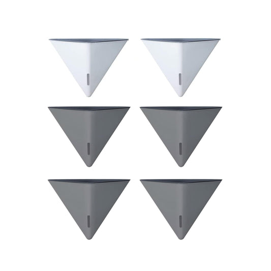 LaLaGreen Bundle - 12" x 2 Pack Gray + 12" x 4 Pack White Large Self Watering White Geometric Hanging Flower Vase Vessel with Metal Hanger, Modern Stylish Wall Mounted Succulent Pot Holder Decor