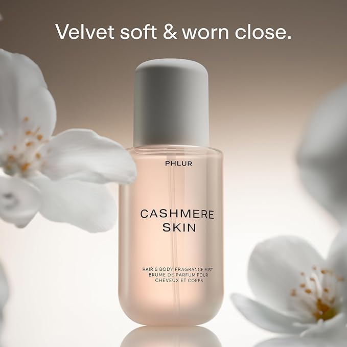 PHLUR Cashmere Skin Body Mist - Hair & Body Fragrance Mist - Body Spray with Cashmere, Cream, Vanilla, Almond, Santal, & Musk (8.1 Fl Oz)