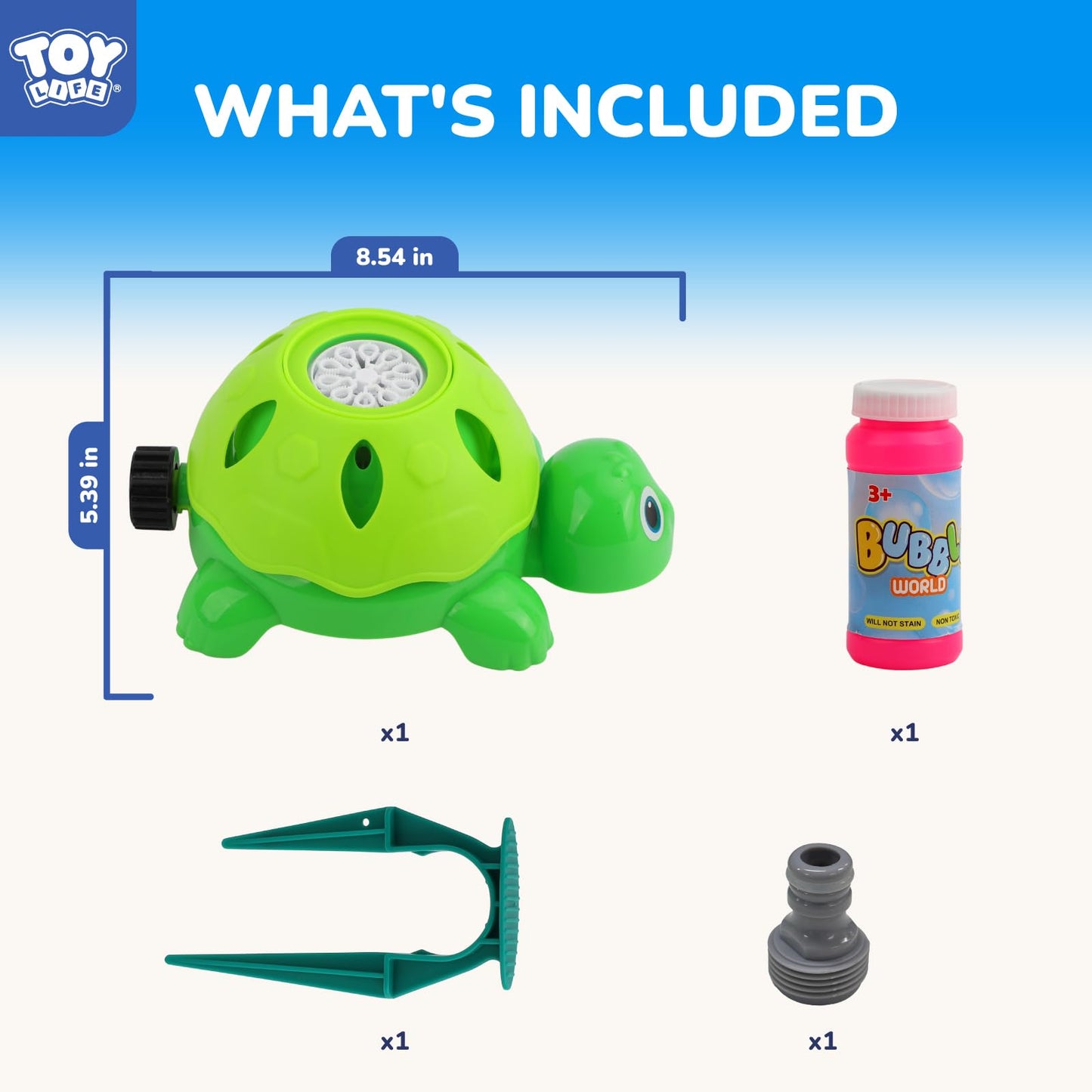 TOY Life 2-in-1 Turtle Sprinkler for Kids with Bubble Machine – Kids Water Sprinkler for Yard, Outdoor Water Toys for Kids Ages 3-5 4-8, Rotating Backyard Sprinkler Toy for Outdoor Summer Water Play