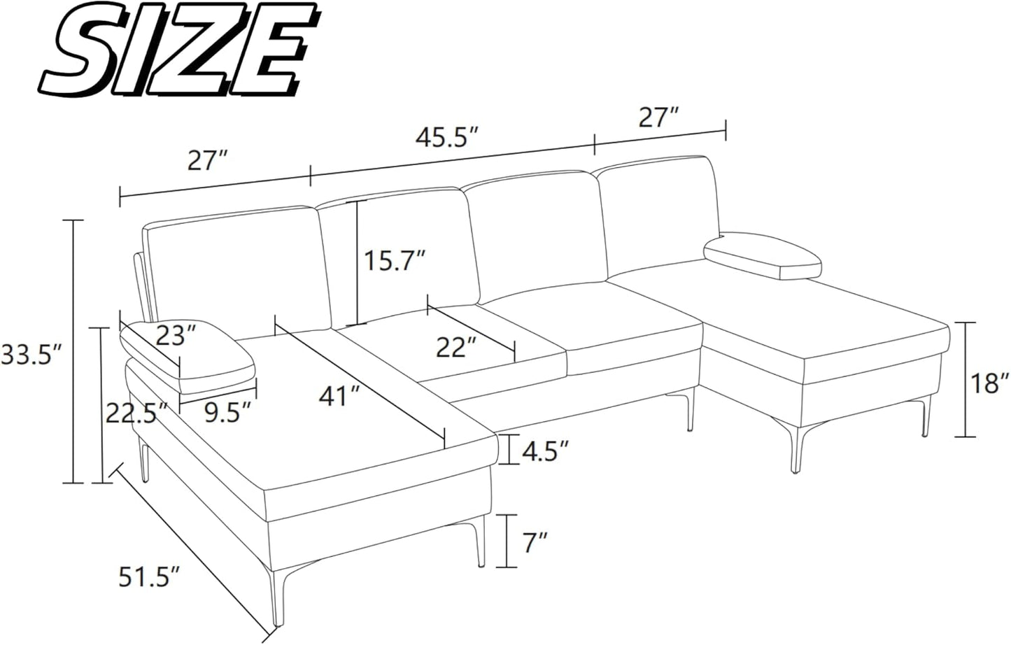 Modular Sectional Sofa, U Shaped Couch with Double Chaise, 6 Seat Comfy Sectional Couches for Living Room, Modern Lounge Modular Couch for Apartment, Dark Blue