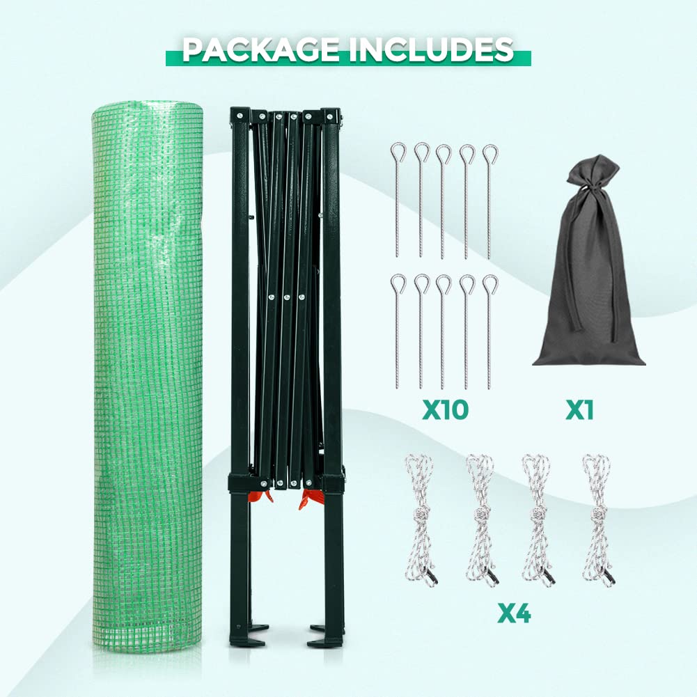 EAGLE PEAK 6x4 Portable Walk in Greenhouse, Pop Up Indoor Outdoor Greenhouse, Green House Kit with Zippered Roll-Up Doors and Windows, PE Cover, Clear/Green