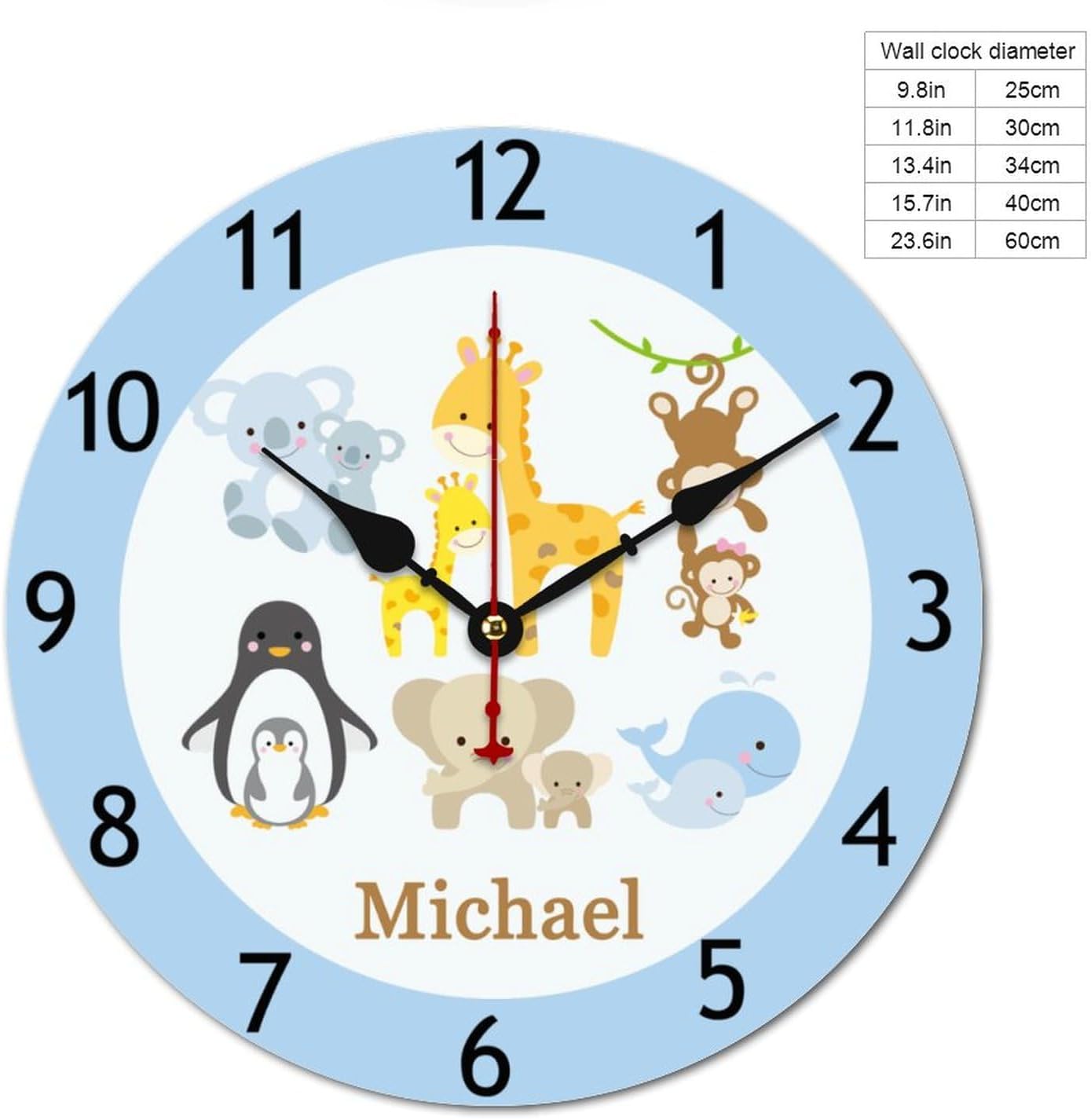 10 inch Golf Ball Personalized Name Wall Clocks Battery Operated for Kids Bedrooms Nursery School Playroom Decor,Custom Kids Name Wall Clock, Wood Round Clock Silent for Children Room Decor