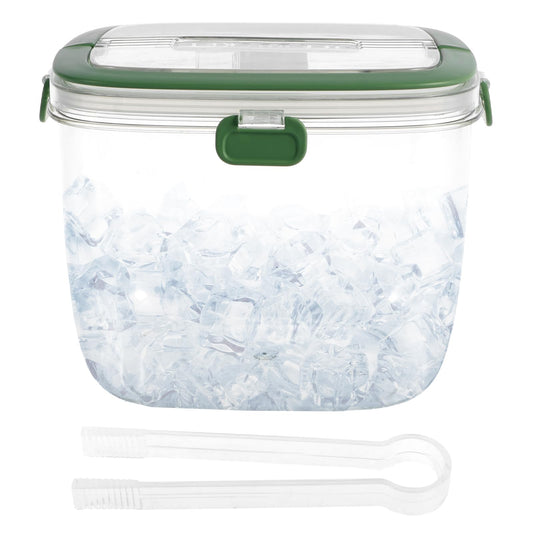 Ice Bucket with Lid and Tong Sealed,5L Ice Cube Bucket,Portable Ice Bucket Container Wine Bucket with Handle,Ice Storage Bin for Cocktail Freezer Bar Parties Barbeque Camping, Green
