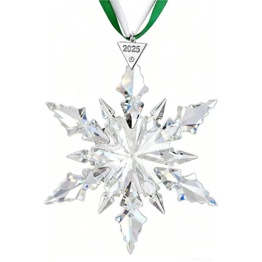 2025 Annual Christmas Ornaments Crystal Snowflake Star - Christmas Tree Ornaments Pendant Crystal Sun Catcher Home Hanging Decor (White 2025)