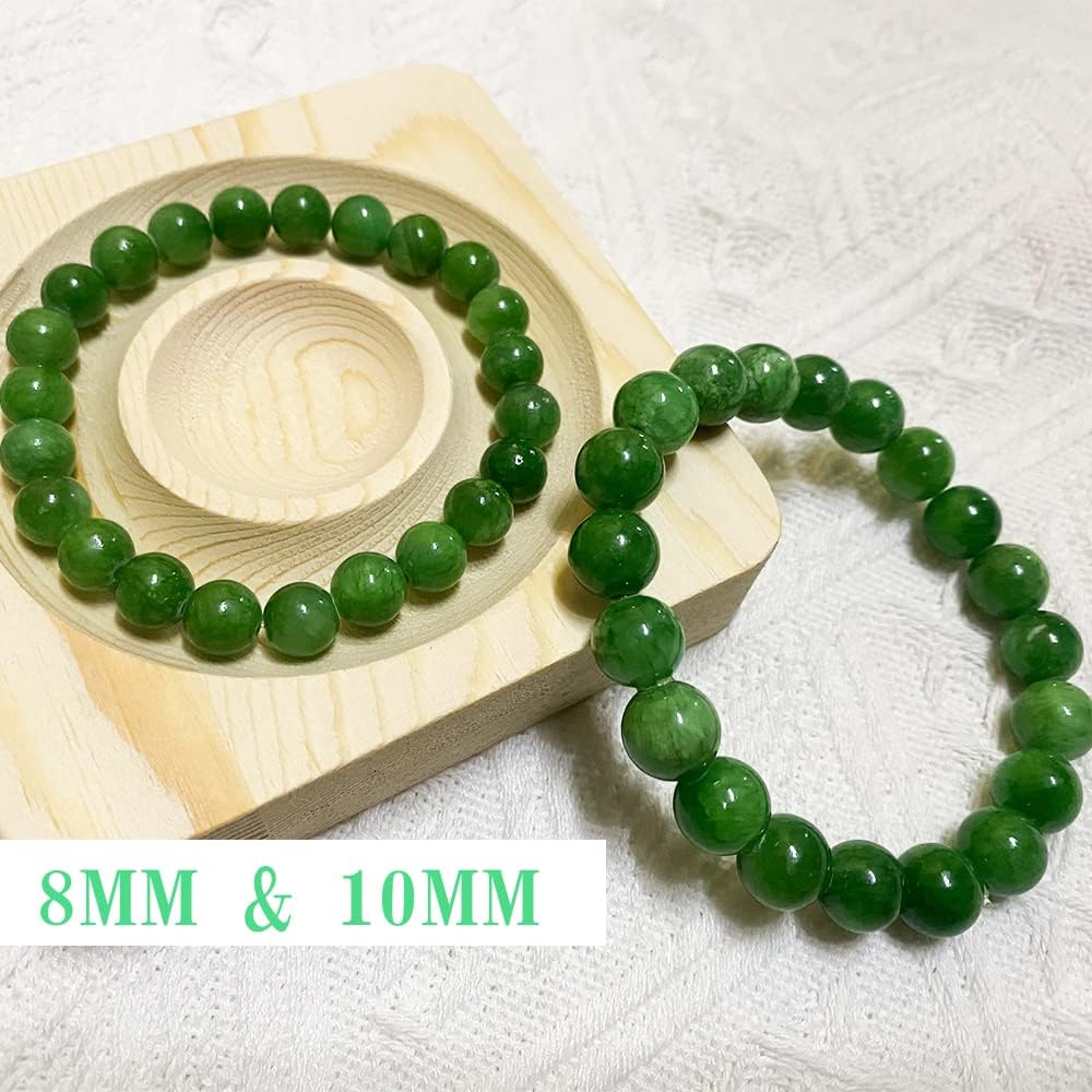 Green Jade Bracelets for Couples | 8mm & 10mm Beads Natural Chakra Crystal Jewelry for Meditation | Love and, Come with Box & Beading Tool