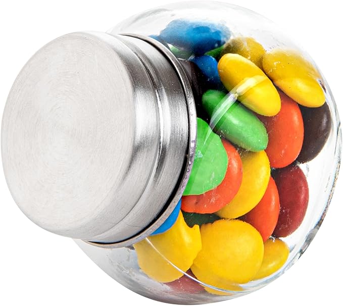 Restaurantware Vetri 2 Ounce Mini Favor Jars 100 Durable Candy Jars - With Wide Spout Chrome Lid Clear Glass Candy Jars Dishwashable