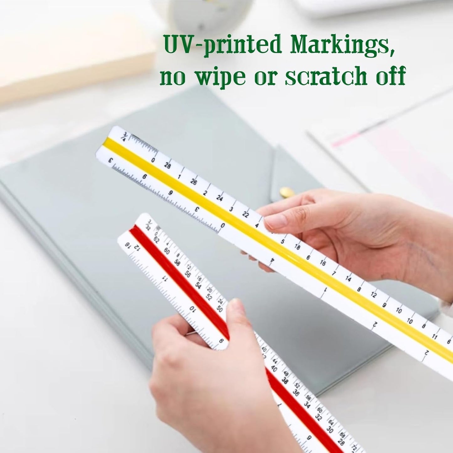 Architectural Scale Ruler, 12” Plastic Architect Scale, Triangular Ruler for Architects, Students, Engineers, Drawing Drafting Tools