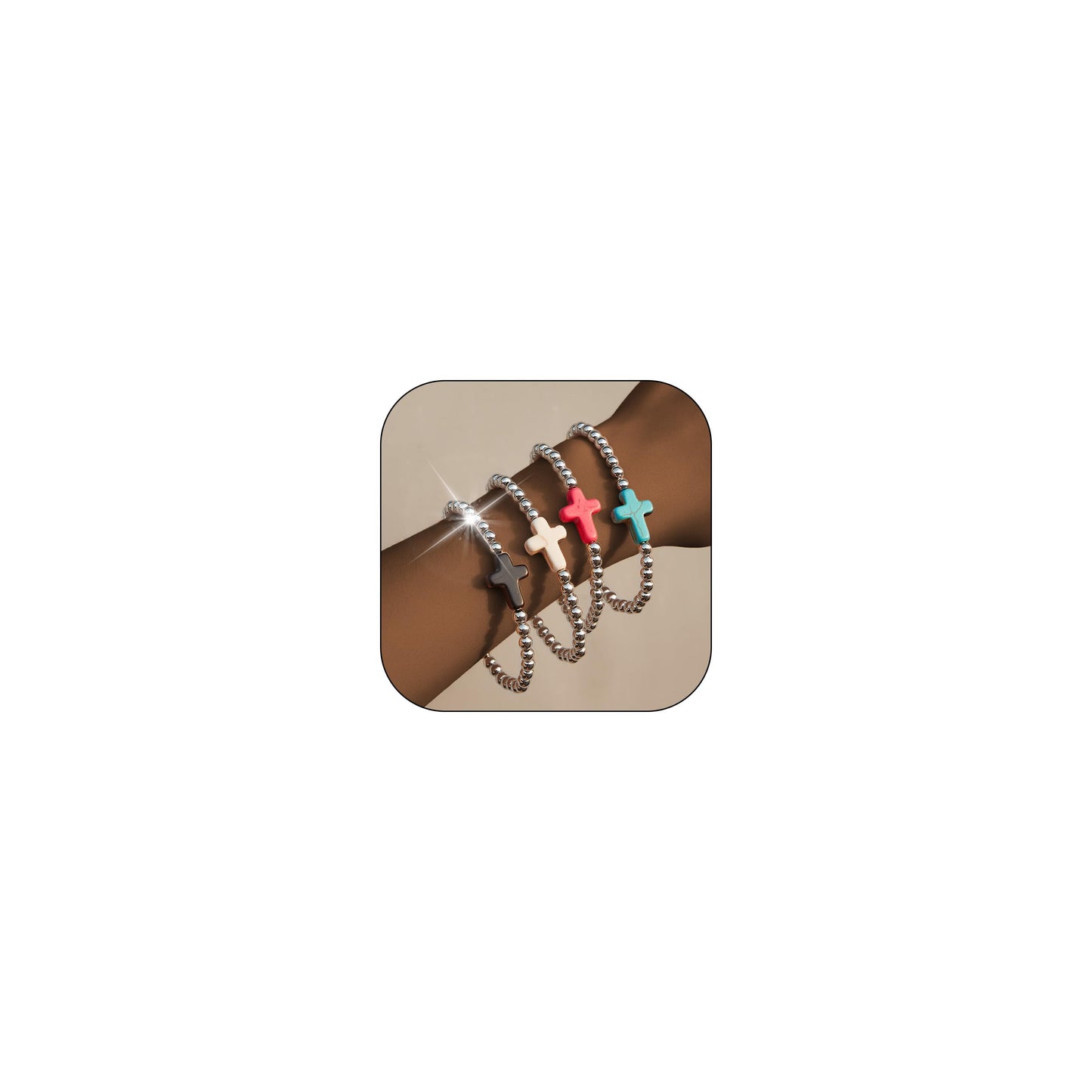 Harry and Henry Gold Beaded Bracelets for Women Non Tarnish Dainty Pearl Beaded Bracelet Cross Stack Stretch Bracelets for Women Trendy Gifts 2025 Easter Basket Stuffers