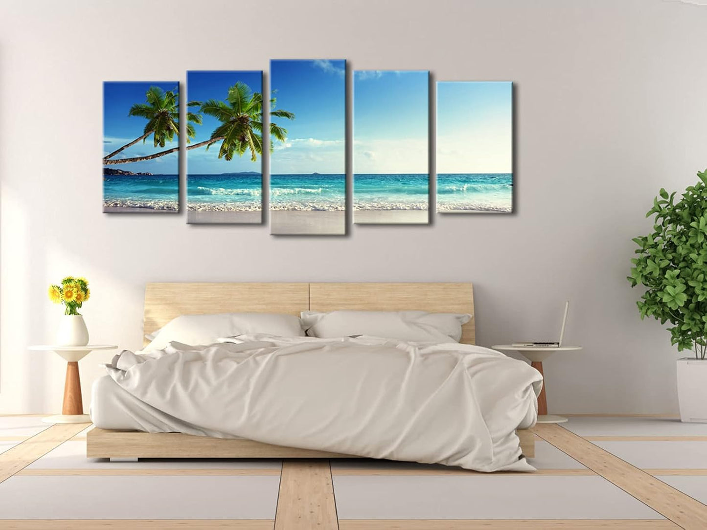 Wieco Art 5 Piece Large Modern Contemporary Ocean Sea Beach Giclee Canvas Prints Artwork Gallery Wrapped Seascape Pictures Paintings on Canvas Wall Art for Living Room Bedroom Home Decorations L